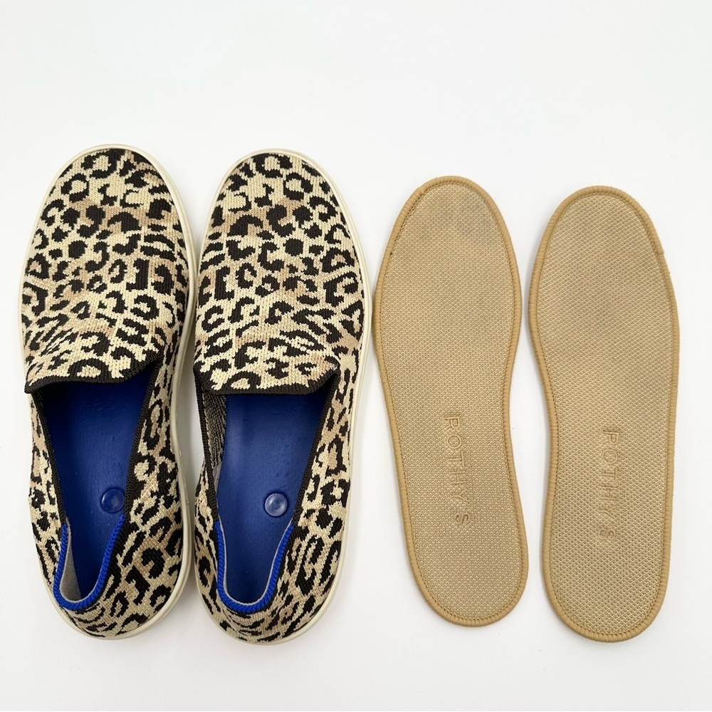 Rothy's The Original Slip On Sneaker Desert Cat Leopard Print Shoes - Picture 9 of 12